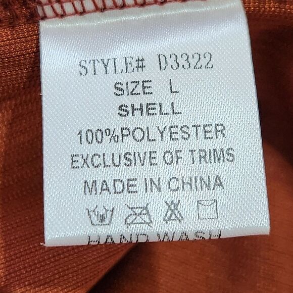 Bear Dance Ribbed Velvet Bodycon Mini Dress Rust Long Sleeve Women's Large Y2K - Picture 7 of 10